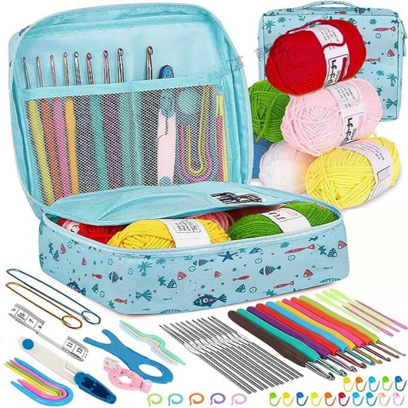 

Knitting Starter Kit with Storage Bag, Crochet Hook Set, Weaving Knitting Needles, DIY Arts Craft, Sewing Tools, Accessories