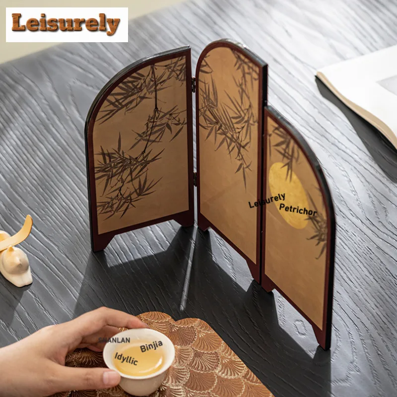 New Chinese Style Moonlight Bamboo Crane Desktop Screen Antique Living Room Entrance Tea Table Study Decorative Painting Ornamen