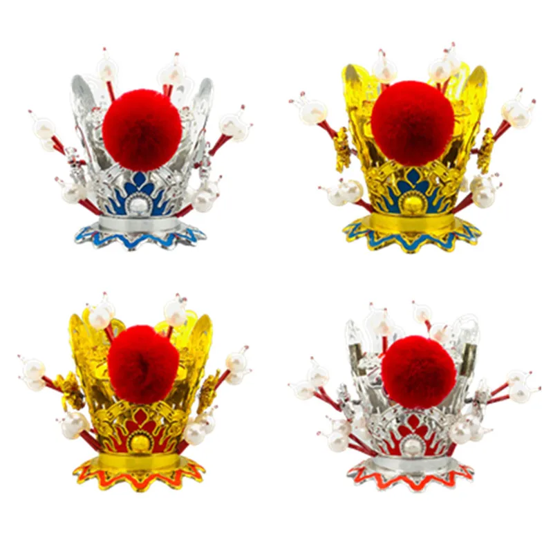 Sun Wukong Cosplay Pompon Headwear Prince Crown Party Favors Opera Bobbles Headband Accessories Funny Halloween Cosplay
