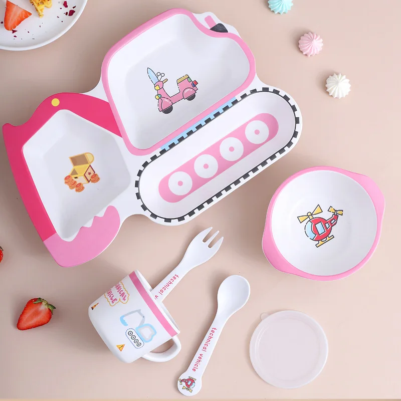 Kids Cups Set Natural Bamboo Fiber Baby Cup Toddler Water Suit Cartoon Animal Cute Creative Children Cup Daily Use Cups baby tableware set baby drinking cup
