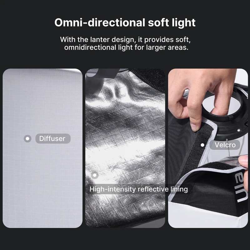 Ulanzi AS-L30 30cm Lantern Bowens Mount Softbox Photography Softbox Portable Softbox with Mini Bowens Mount Quick Release Ball Diffuser Light Modifier For Ulanzi LT028 LT005 COB