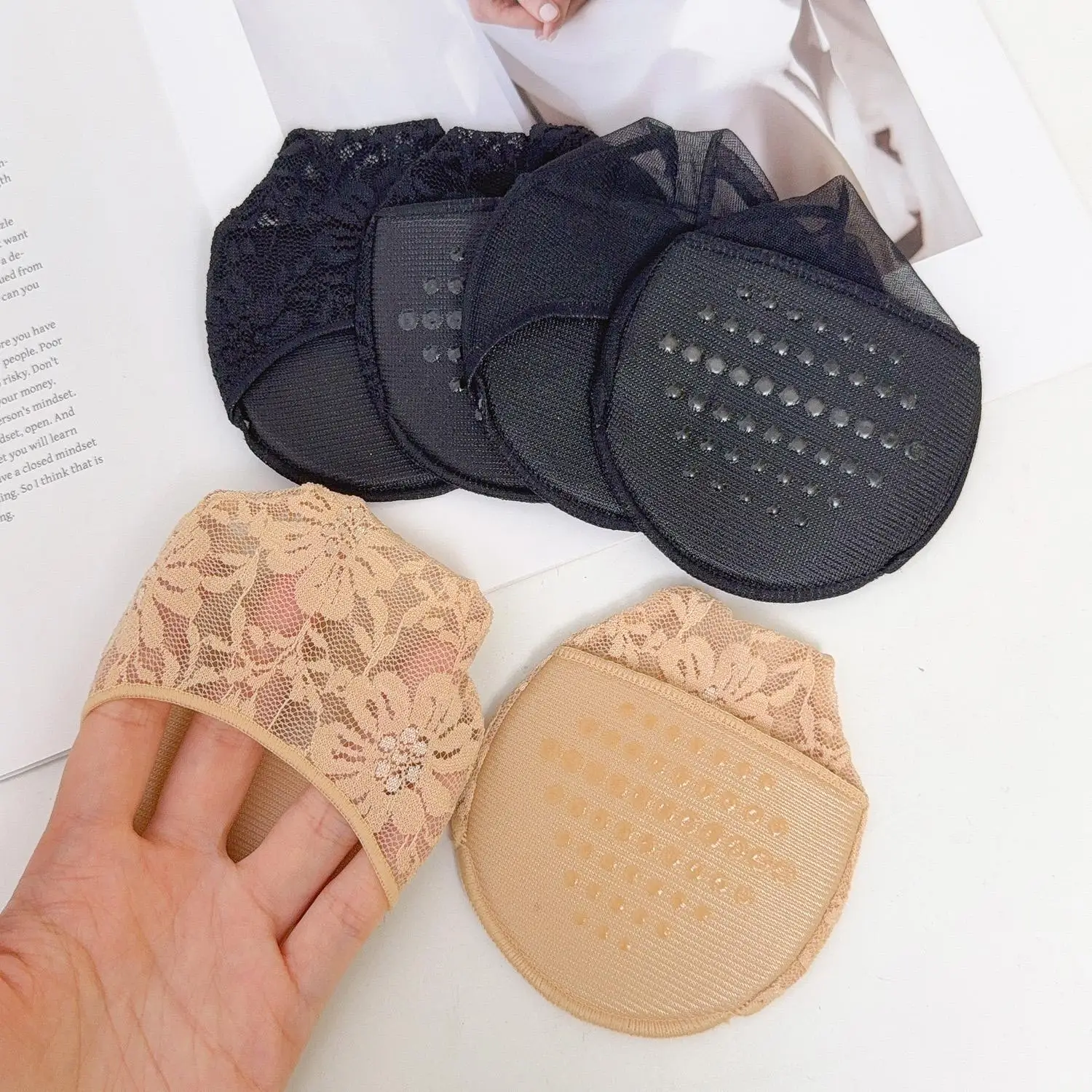 2-20pcs 하이힐 쿠션 미끄럼 방지 실리콘 도트 무늬 보이지 않는 양말 여성용 앞발 깔창 패드 앞꿈치 양말 하프 패드
