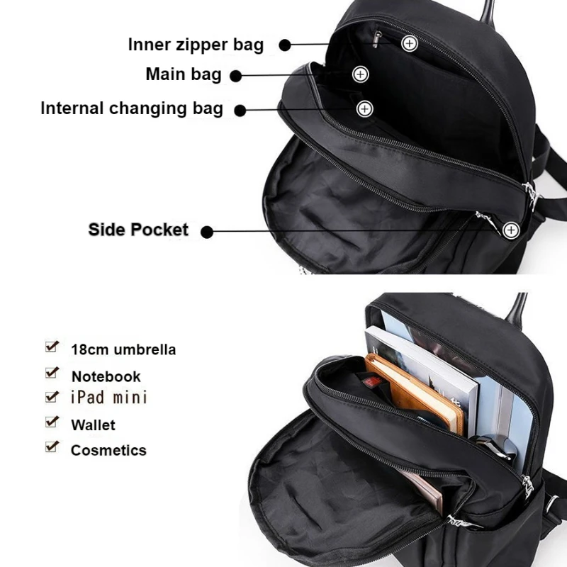 Women's Trendy Street Style Backpack - Oxford Fabric School Bag for Teens 4