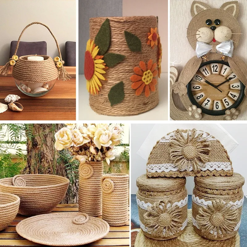 4-12MM Natural Jute Rope for DIY Handmade Basket Bag Cup Mat Crafts Wedding Birthday Party Home Decoration Jute Rope