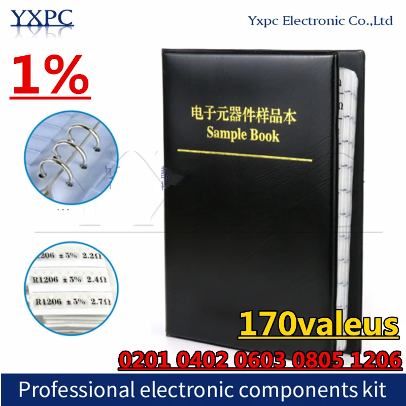 170values 4250PCS 8500PCS 0201 0402 0603 0805 1206 Resistor Sample Book 1% Resistors SMD Assorted Kit ferrite bead sample book 0402 0603 0805 1206 smd magnetic laminated sheet magnetic beads sample book sample assorted kit set