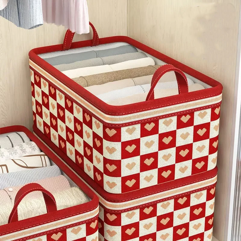

4 pcs Clothing storage bag foldable fabric storage box for household use bedroom toys miscellaneous items dirty clothes basket