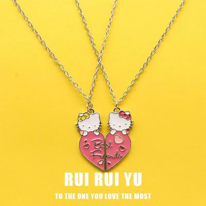Hello Kitty Sanrio - Collana con ciondolo a pavé da 40,6 cm + 7,6 cm, con licenza ufficiale, gioiello per ragazze, 16+3 inches, Cristallo, Cristallo