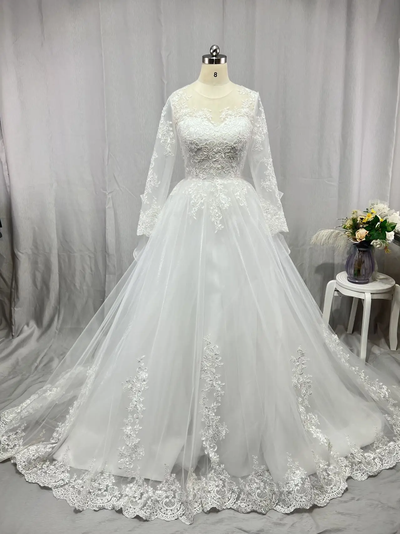 Sharon Said Luxury Dubai Ball Gown Wedding Dress Lace Long Sleeves 100%  Real Photos Saudi Arabic Princess Bridal Gowns Q-6020 - AliExpress