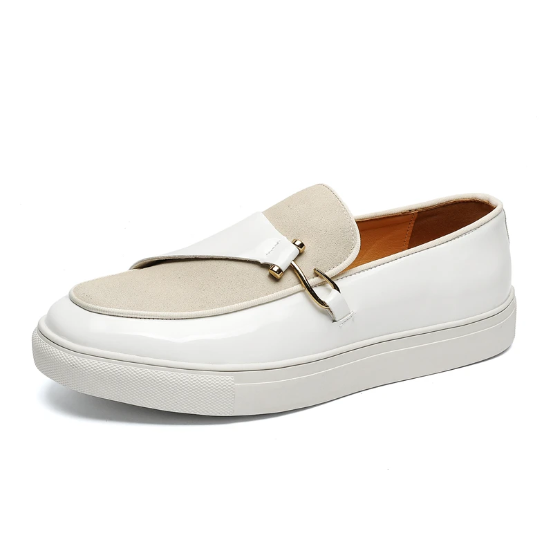 Spring Autumn Minimalist White Men's Loafers Thick Sole Massage Sole Men's Business Work Shoes Anti Slip Commuting Driving Shoes