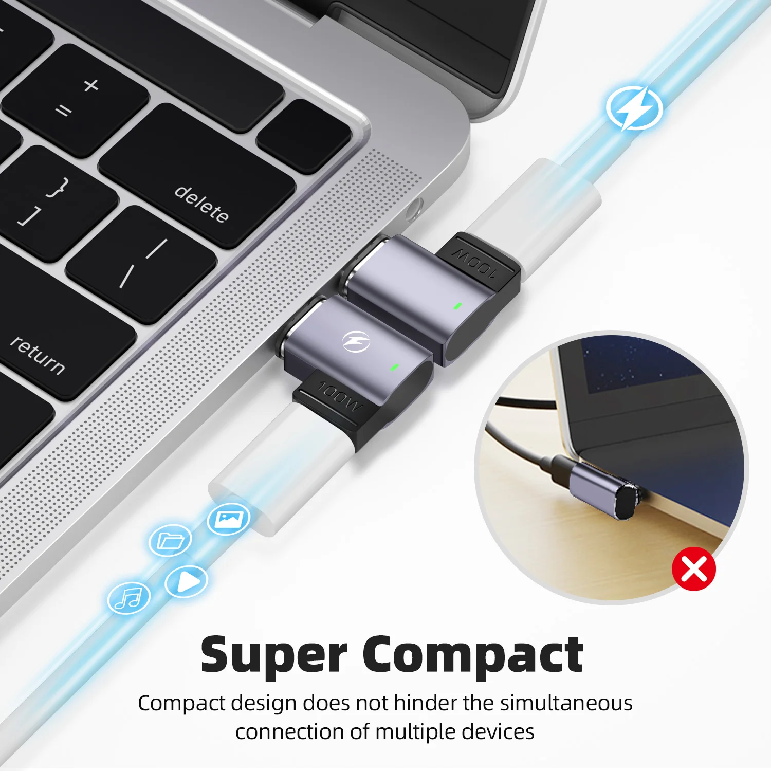 Magnetic USB C To Type C Adapter PD 100W 5A Fast Charging For MacBook iPad Pro Air