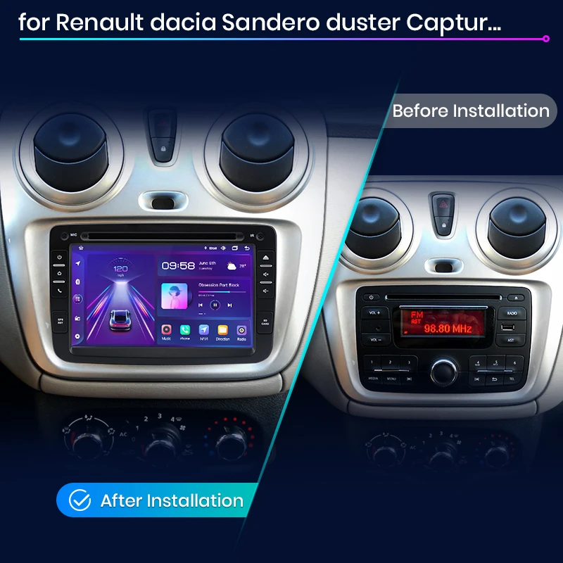 Junsun Android Auto Radio for Renault dacia duster Sandero Captur Xray  Logan 2 Carplay Car Multimedia RDS GPS No 2din autoradio