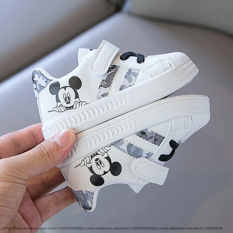 

Disney White Casual Shoes For Baby Boy Girl Brand Children Sneaker Mickey Mouse Kids Sports Shoes Toddler Walking Shoes Size