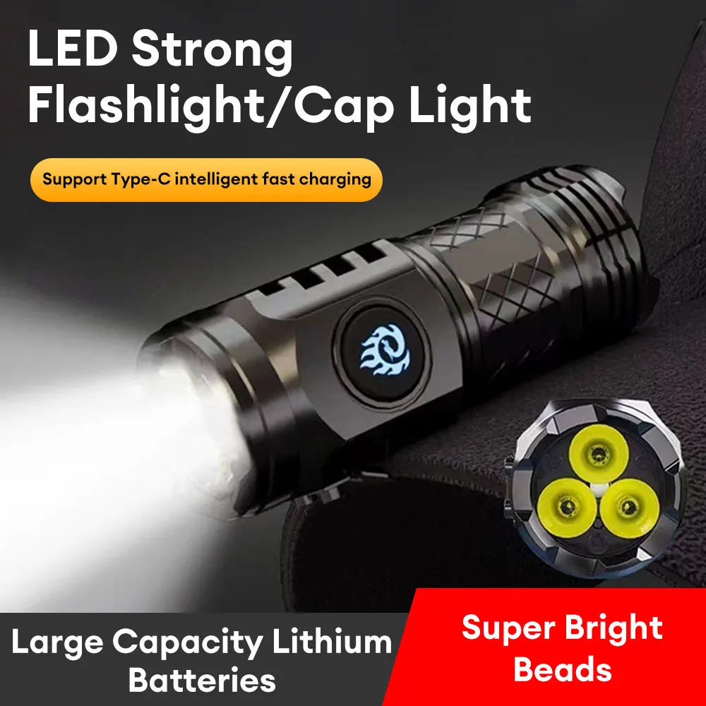 

3 LED EDC Flashlight SST20 Torch TYPE-C Rechargeable IP68 Waterproof with Magnet for Camping with 18350 2000LM ATR Luminus Torch