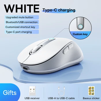 【New Upgrade】Baseus Rechargeable Wireless Mouse Type-C Charging Bluetooth 5.2 4000 DPI Computer Laptop Mute Mice Ergonomic Mouse 7