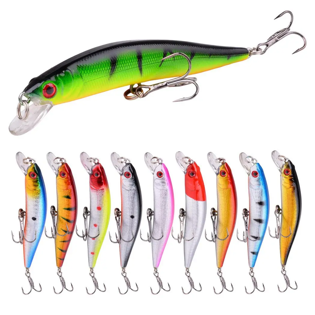 10pcs 10cm 8g Minnow Hard Bait Fishing Lures Wobbler Artificial Baits Swimbait Plastic Crankbait 3D Eyes Lure Fishing Tackle