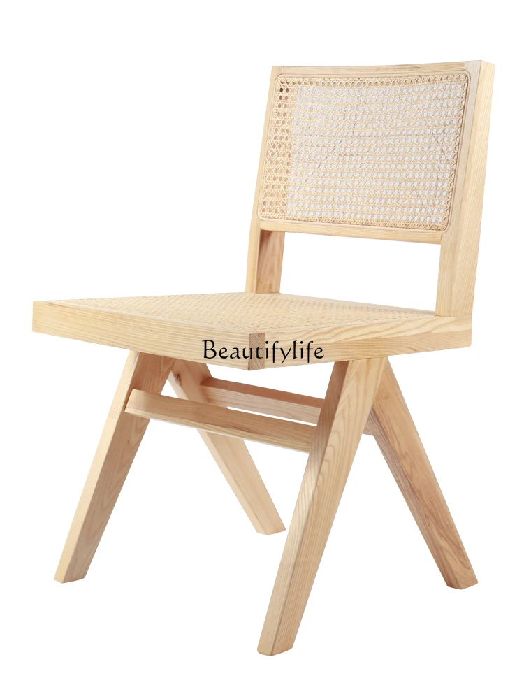 

Composite Simple Solid Wood Dining Chair Modern Rattan Chair