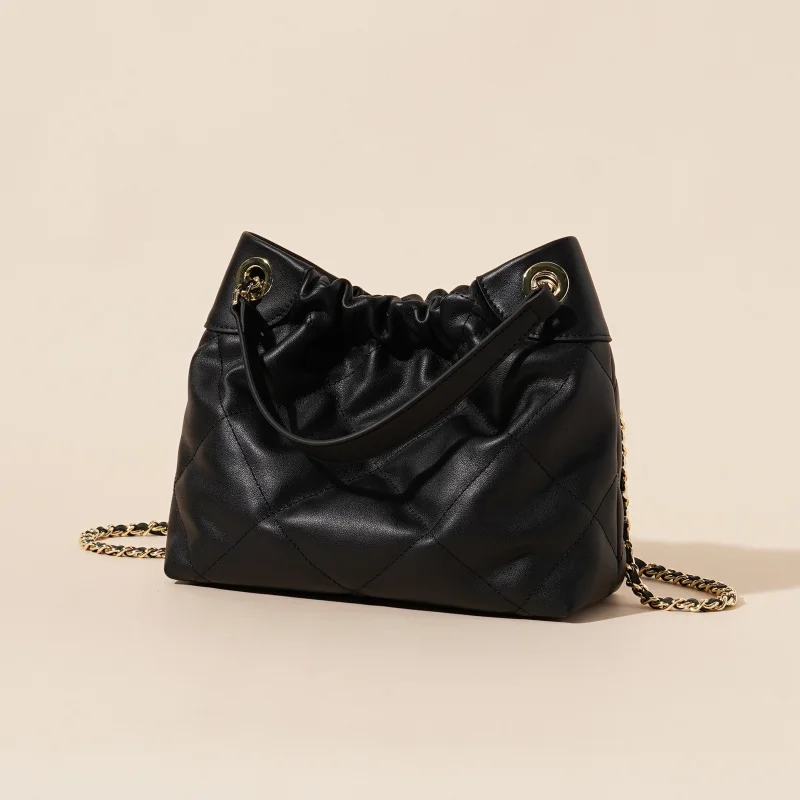Autumn and winter new bucket bag, women's garbage bag, tote bag, chain strap, single shoulder leather armpit bag