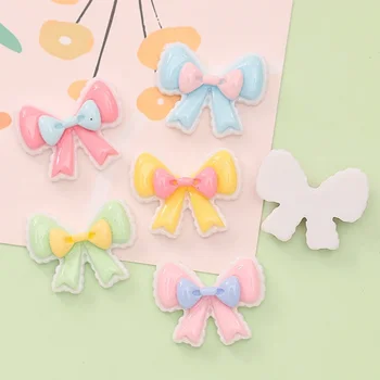 10PCS Shiny Cute Multicolor Bow Resin Flat Back Cabochons For Hairpin Scrapbooking DIY Jewelry Craft Decoration Accessories