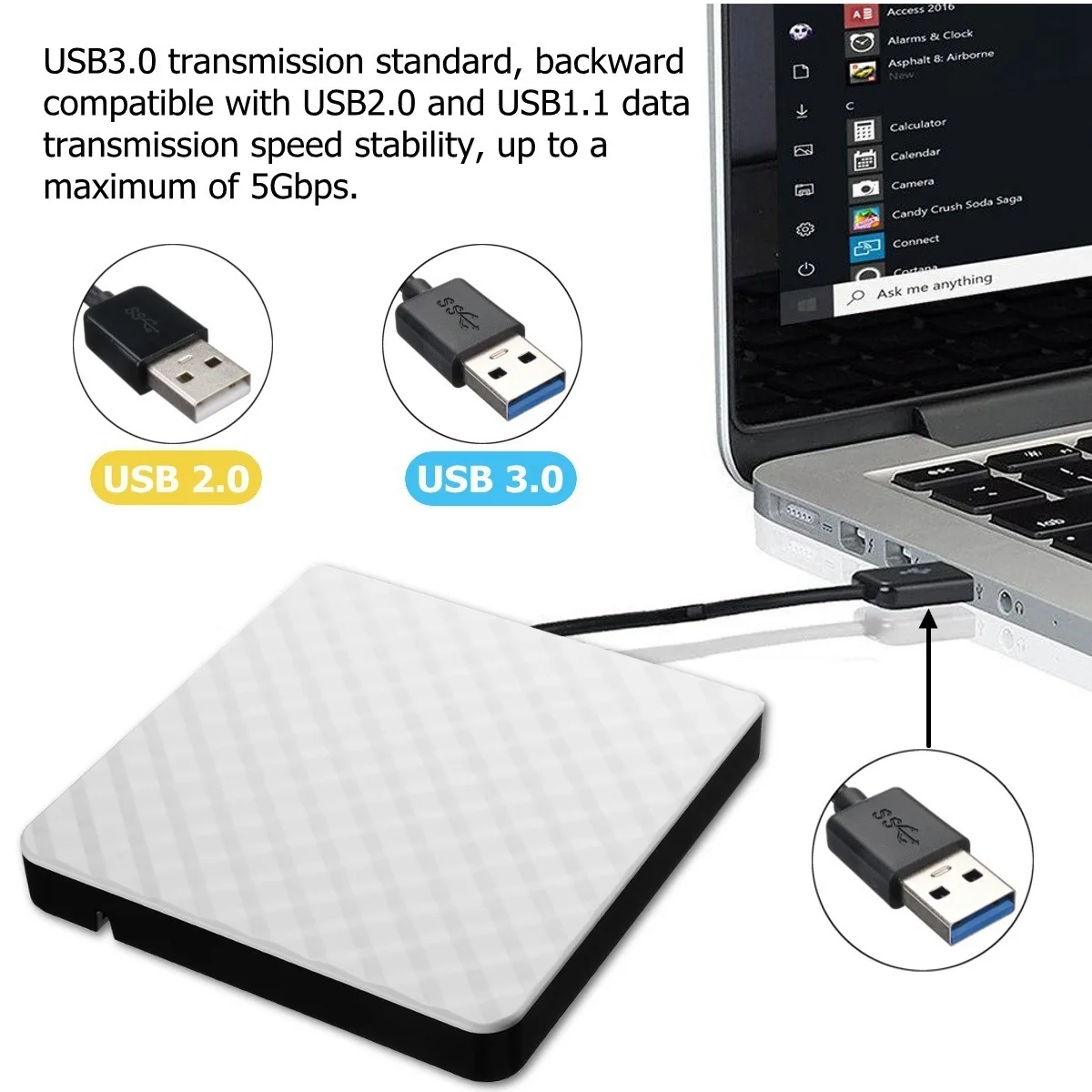 USB3.0 Slim External DVD RW CD Writer Drive Burner Reader Player Optical Drives For Laptop PC DVD Burner DVD Portatil