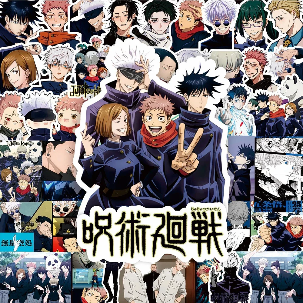 Cartoon Stickers Jujutsu Kaisen Stickers DIY Laptop Skateboard Kids Cool Sticker Itadori Yuji Satoru Gojo Anime Decal Toys 10/30/80pcs