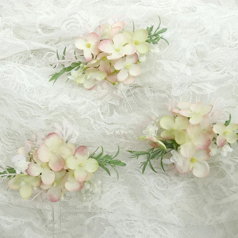 Pink Artifical Rose Flower Headwear with Comb Wedding Decoration Bride Hair Accessories