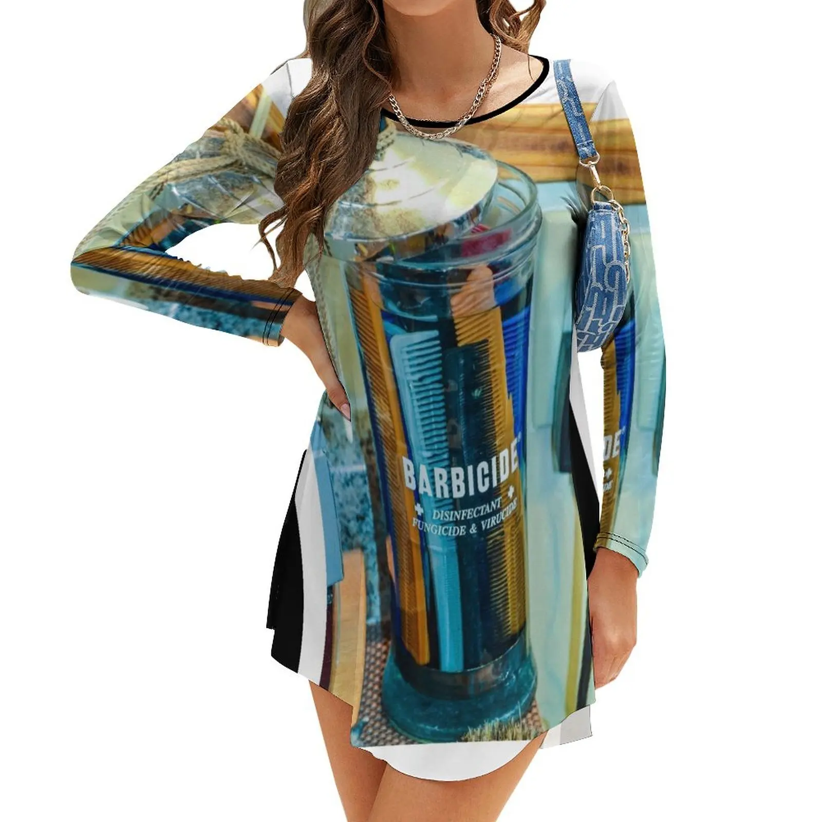 

Женское платье с длинным рукавом Barbershop, коктейльное платье с гребнями в баночке, для лета 2024