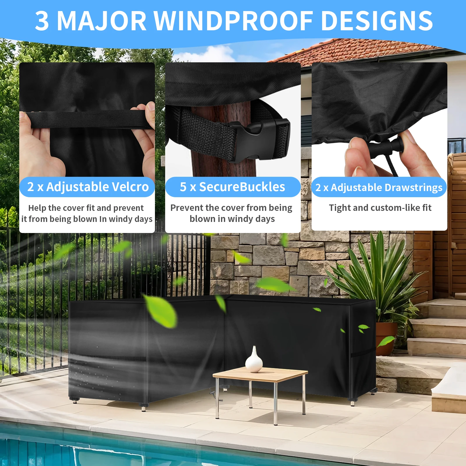 Premium Waterproof Outdoor Furniture Cover for L-Shaped Sectional Sofa – Durable Dustproof Protection for Garden Patio Sets