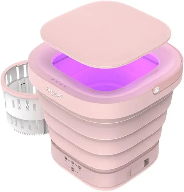 

Portable Washing Machine, 9L Foldable Washing Machine Washer Machine with High-Speed Drain and Extension Drain Hose for Apartmen