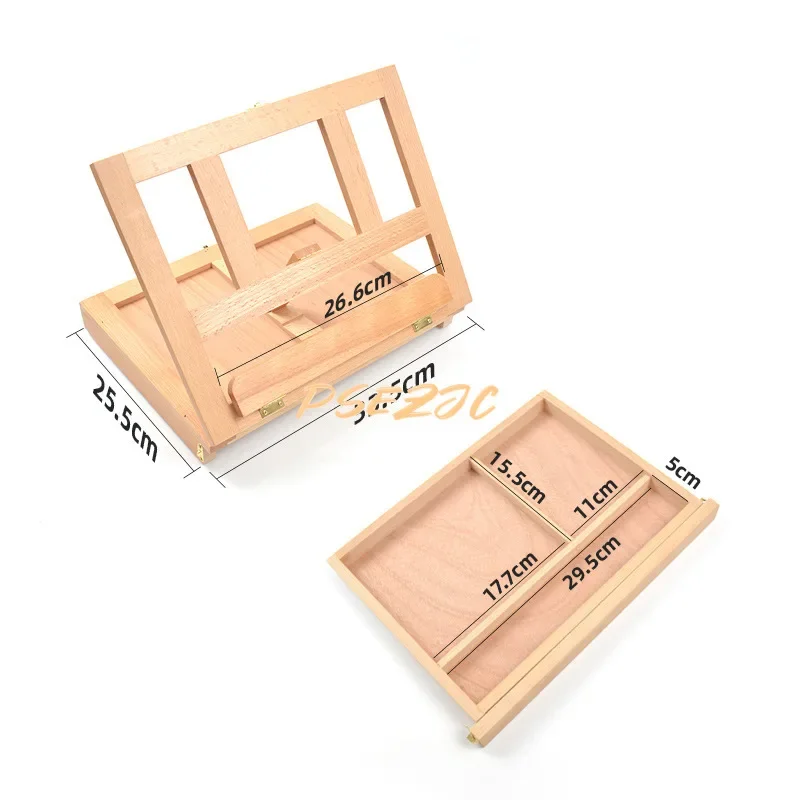 Multi Functional Desktop Single-layer Drawer Solid Wood Frame Painting Box, Portable Sketch Frame Artist Art Supplies