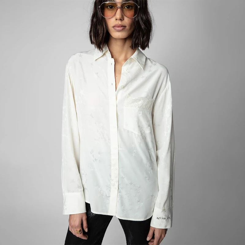 

Zadig Casual Blouse Women Fashion New Star Chic White Black Blouses Shirts Female New Elegant Long Sleeves Button Pockets Shirt