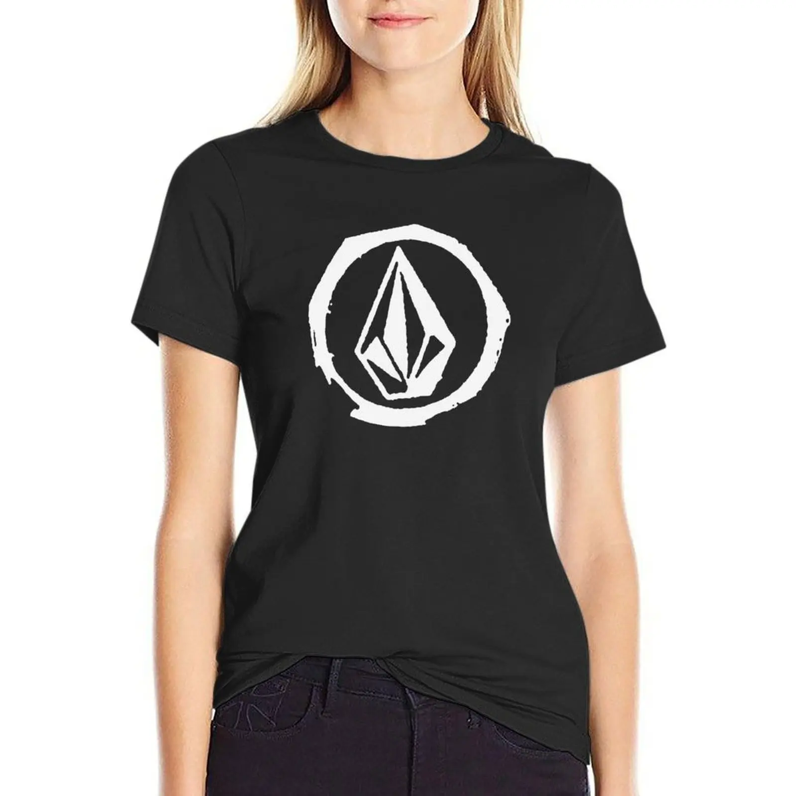White Crystals Logo T-Shirt customizeds Short sleeve tee female t-shirt dress for Women graphic