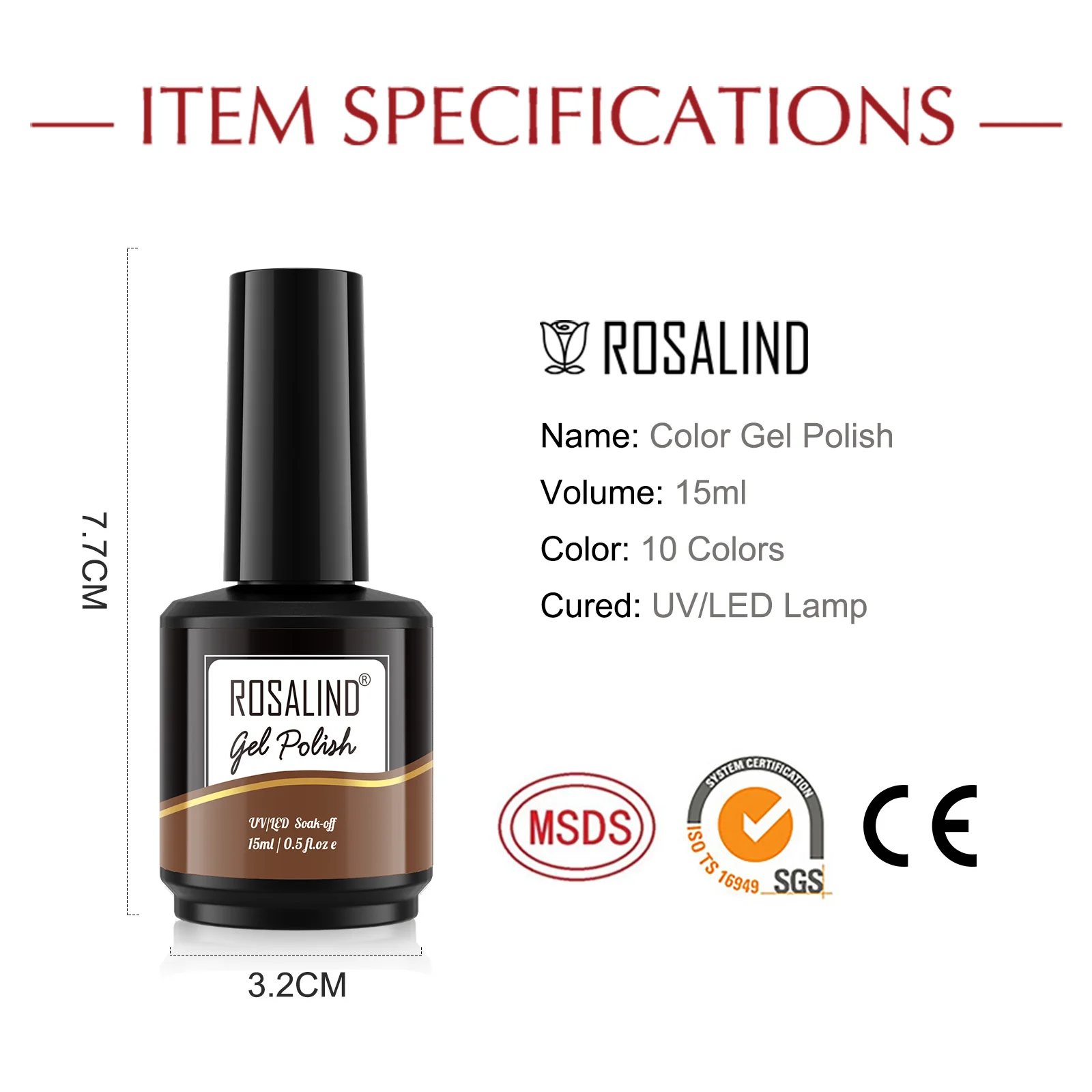 Nail Polish ROSALIND 15ml Glitter Gel Nail Polish Semi Permanent Neon Luminous