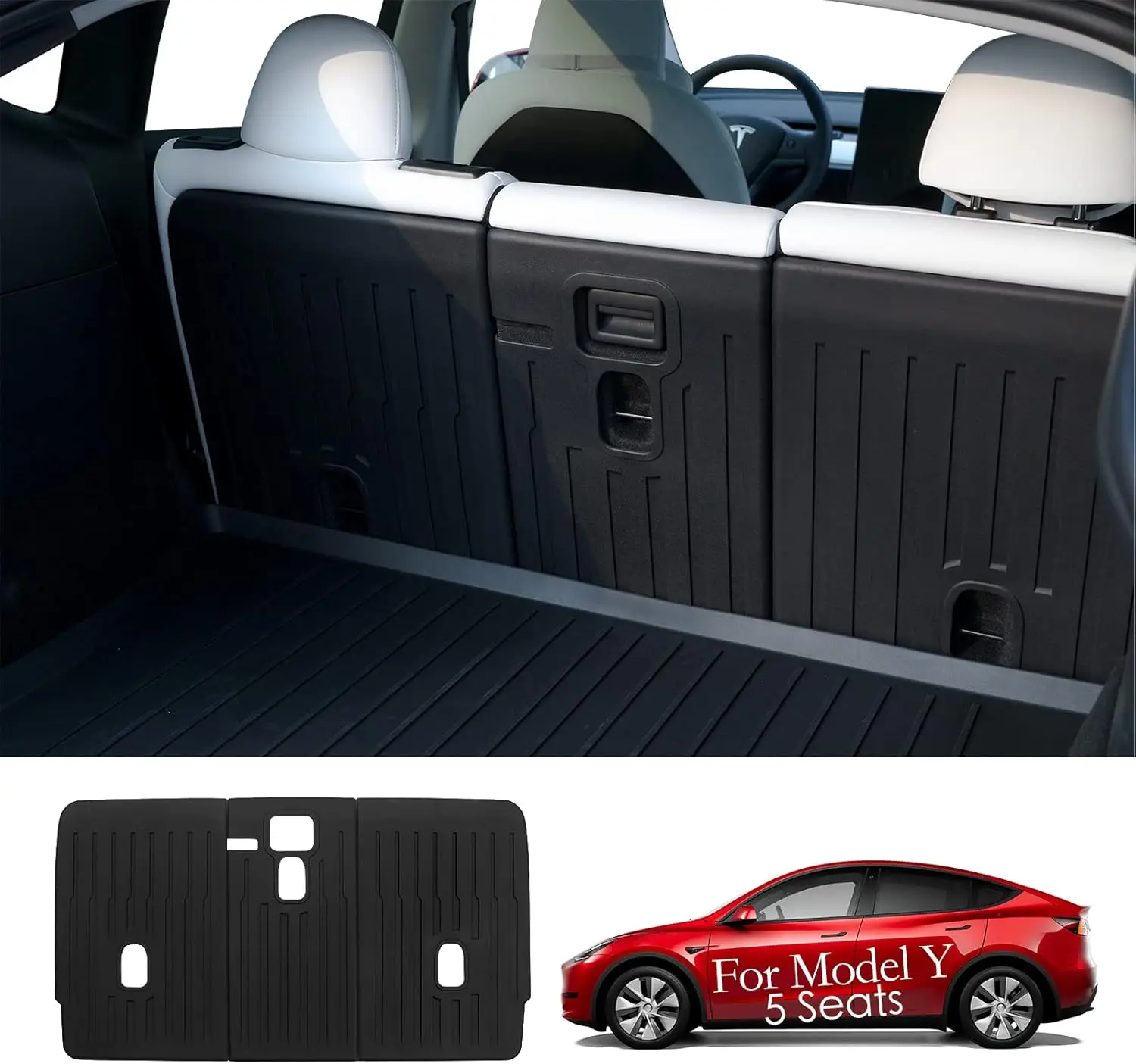 Seats Back Protector Fit for Tesla Model Y-All Weather TPE Rear Seat Backrest Mats 5 Seater Cover Accessories 3 PCS,car seat cushion,car cushion,car back cushion