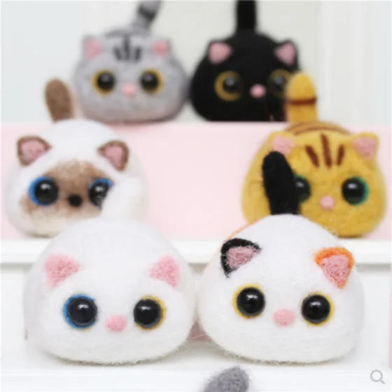 4cm Wool felt Needle Felting Kit Hand-made DIY Creative Cat Decoration Craft