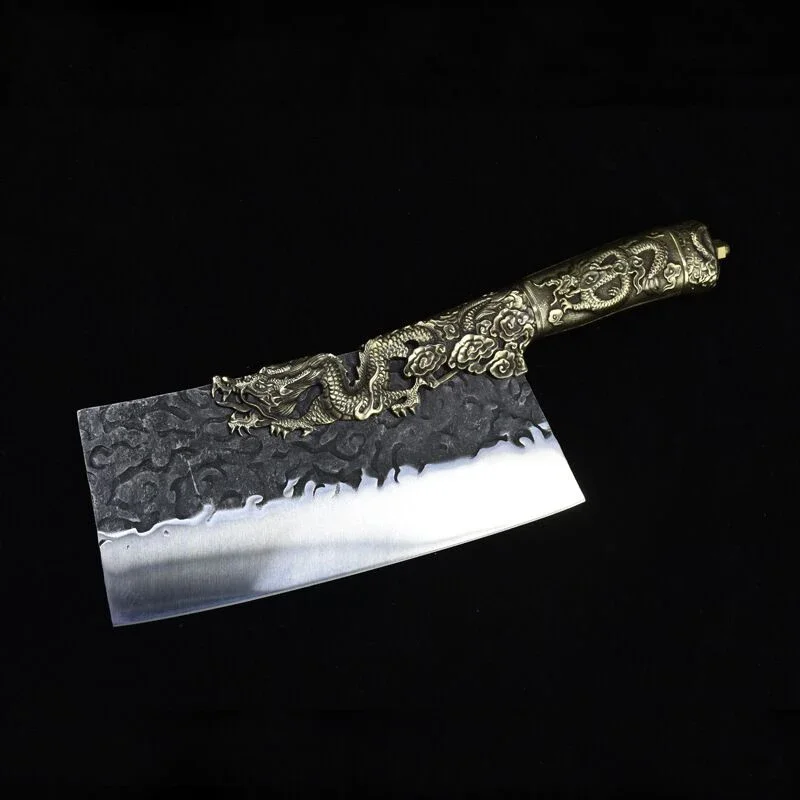 

Ручная работа, медная ручка, кухонный нож Longquan city, бытовой нож для резки костей, режущее лезвие, нож для ломтиков, коммерческий