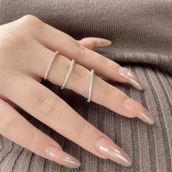 Minimalist Wedding Engagement Rings For Women Slim Thin Dainty Ring Crystal Micro Pave Cubic Zirconia Jewelry For Girls R133 1