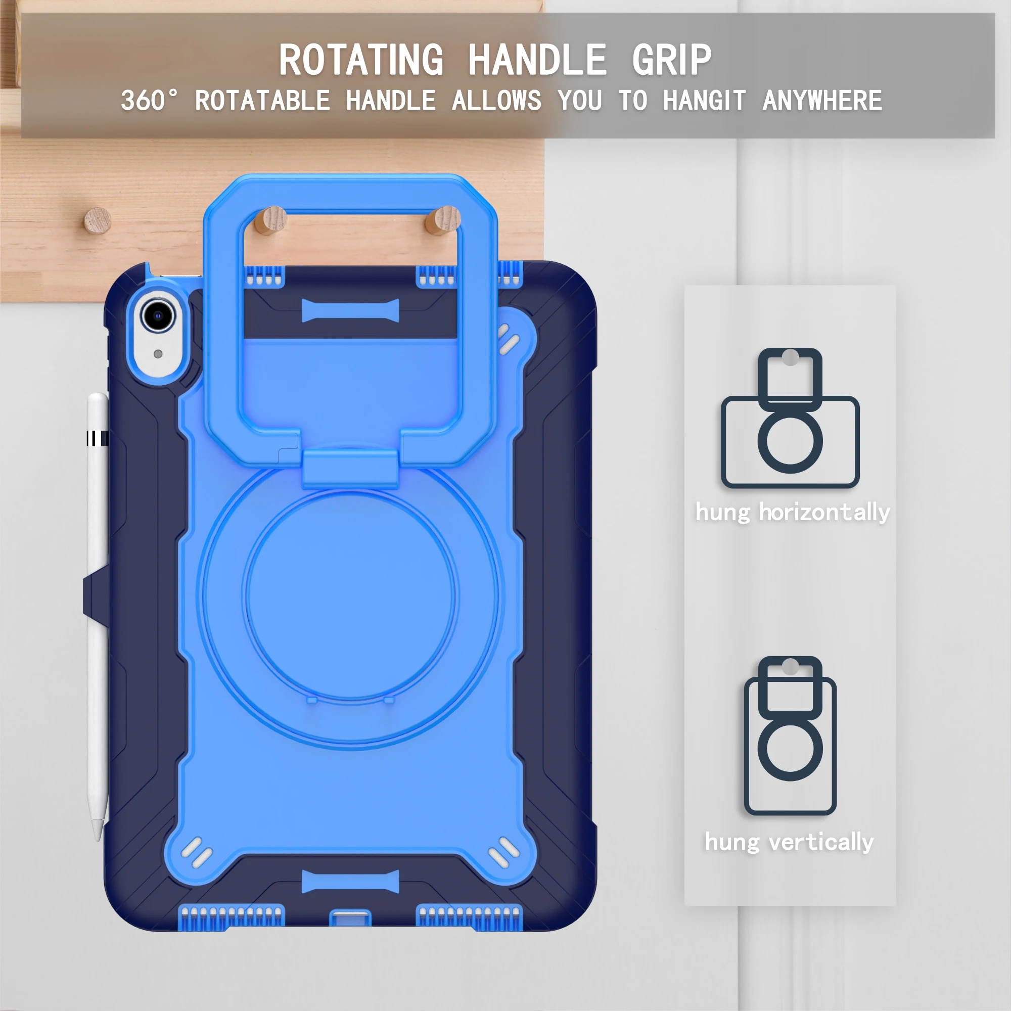 Durable Rotating Hand-Strap Stand Case with Reinforced Corners for Tablets