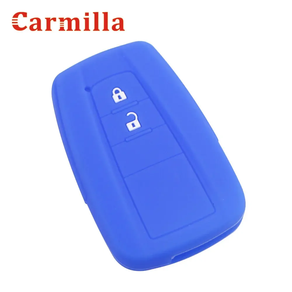 Carmilla Silicone Car Key Fob Cover Case for Toyota CHR C-HR Camry Prius Prado-2 3 Buttons Remote Keyless