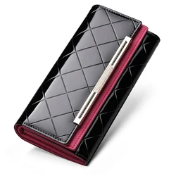 Luxury Women's Genuine Leather Wallet - RFID Card Holder and Billfold Handbag (Black)