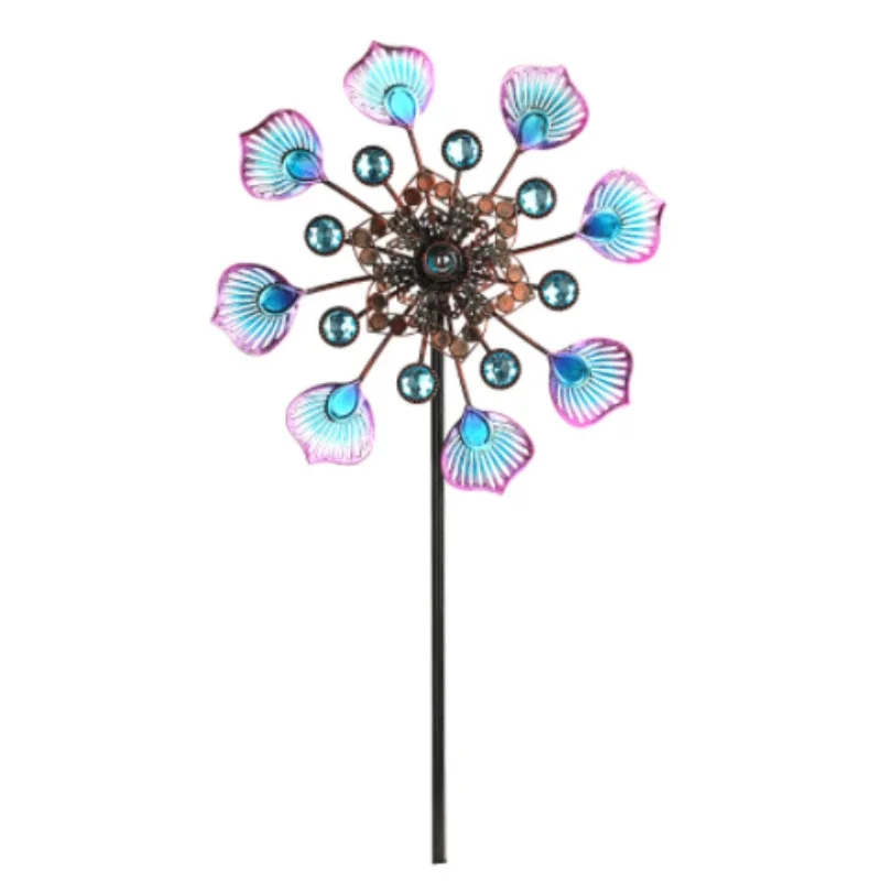 Windrad Eule Rostfrei Eisen - Kinetische Gartendekoration 30x30cm Für Draußen