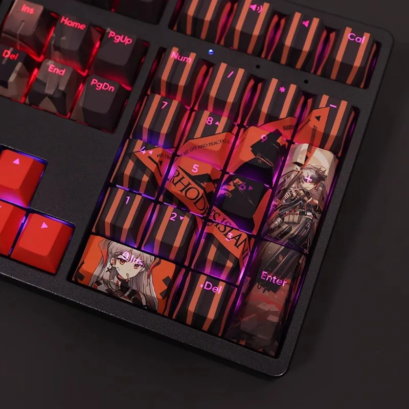 Arknights Saria Keycap Pbt Tintura Subbed Teclas Retroiluminadas Anime Gaming Key Caps para Ansi 61 87 104 108 Layout 108 Chaves por Conjunto - Imagem 5