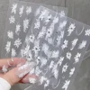 1 Sheet 5D Flowers Nail Stickers Embossed Decals Simple Acrylic Carve White Petal French Nail Art DIY Manicure Decoration 2