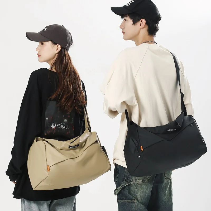 Shoulder Bag Handbag Simple Solid Color Zipper Unisex Large Capacity Daily Use Travel Perfect for Casual Shopping and Fitness