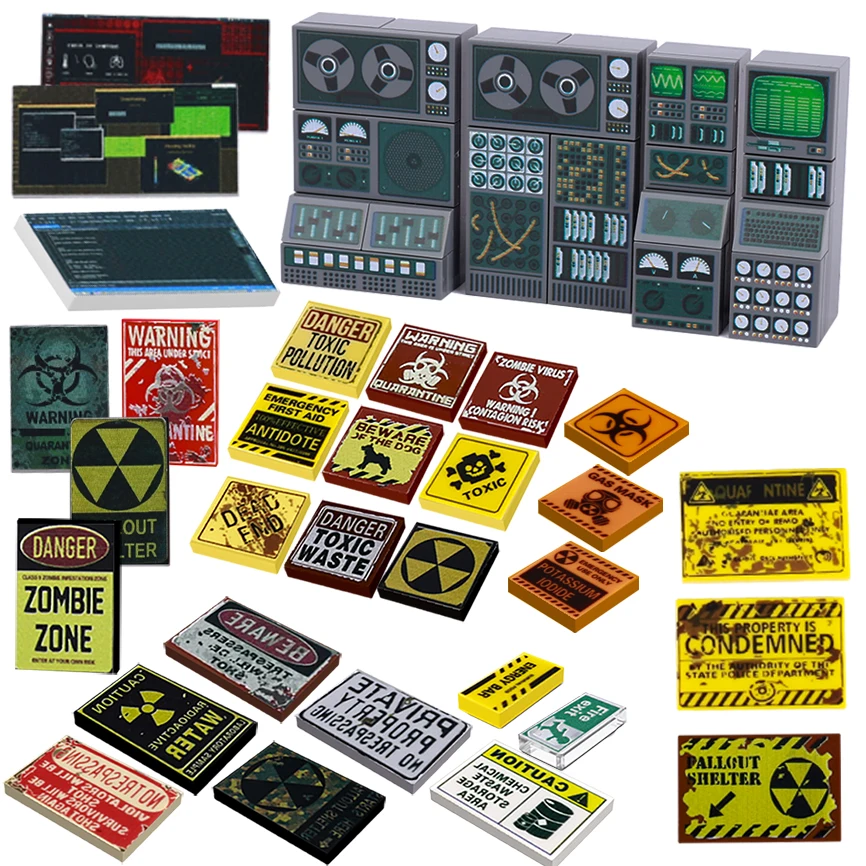 Zombie-Crisis-Printed-Tiles-Toxic-Pollution-Warning-Board-Signs-Fire ...