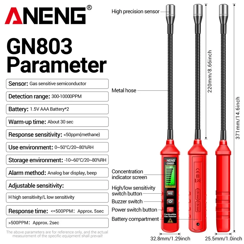 ANENG GN803 Gas Leak Detector Handheld Methane Combustible Gas Testers Portable Gases Concentration Analyzer Meter gas leak detector
