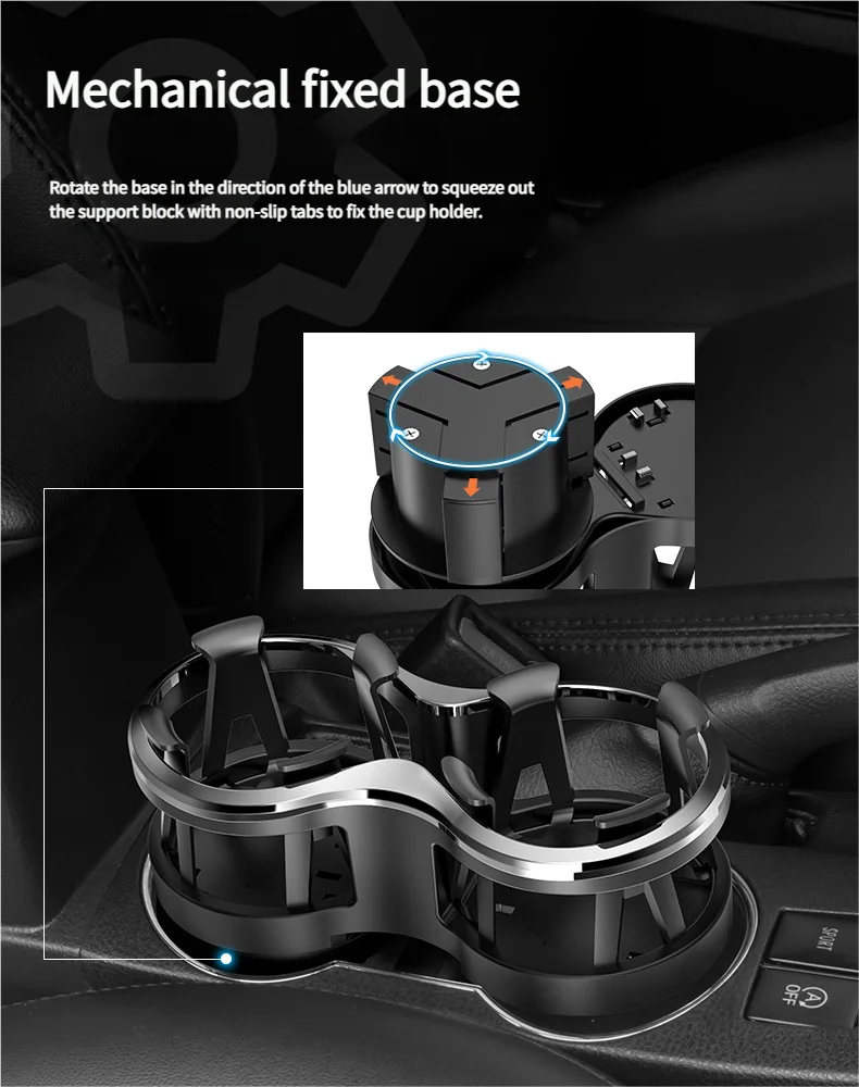 Car Double Cup Holder Adjustable Base Beverage Holder Elastic Non-Slip Cup MultiFunction Storage Bracket Accessories