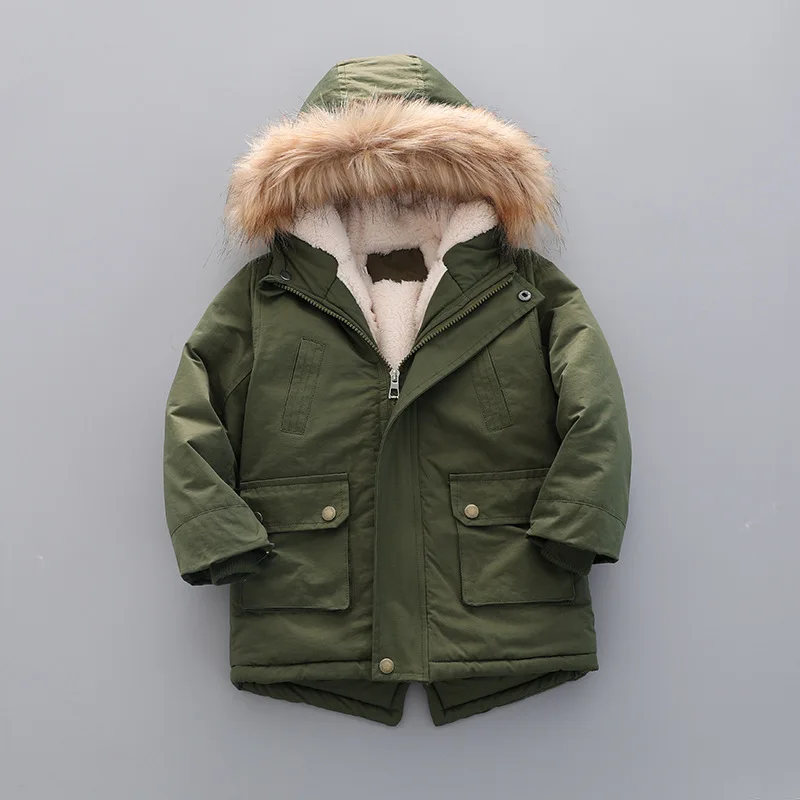 3 4 5 6 7 8 Year Winter Boys Jacket Windbreaker Keep Warm Thicken Fur Collar Girls Coat Hooded Children's Outerwear Kids Clothes children jackets girls coat