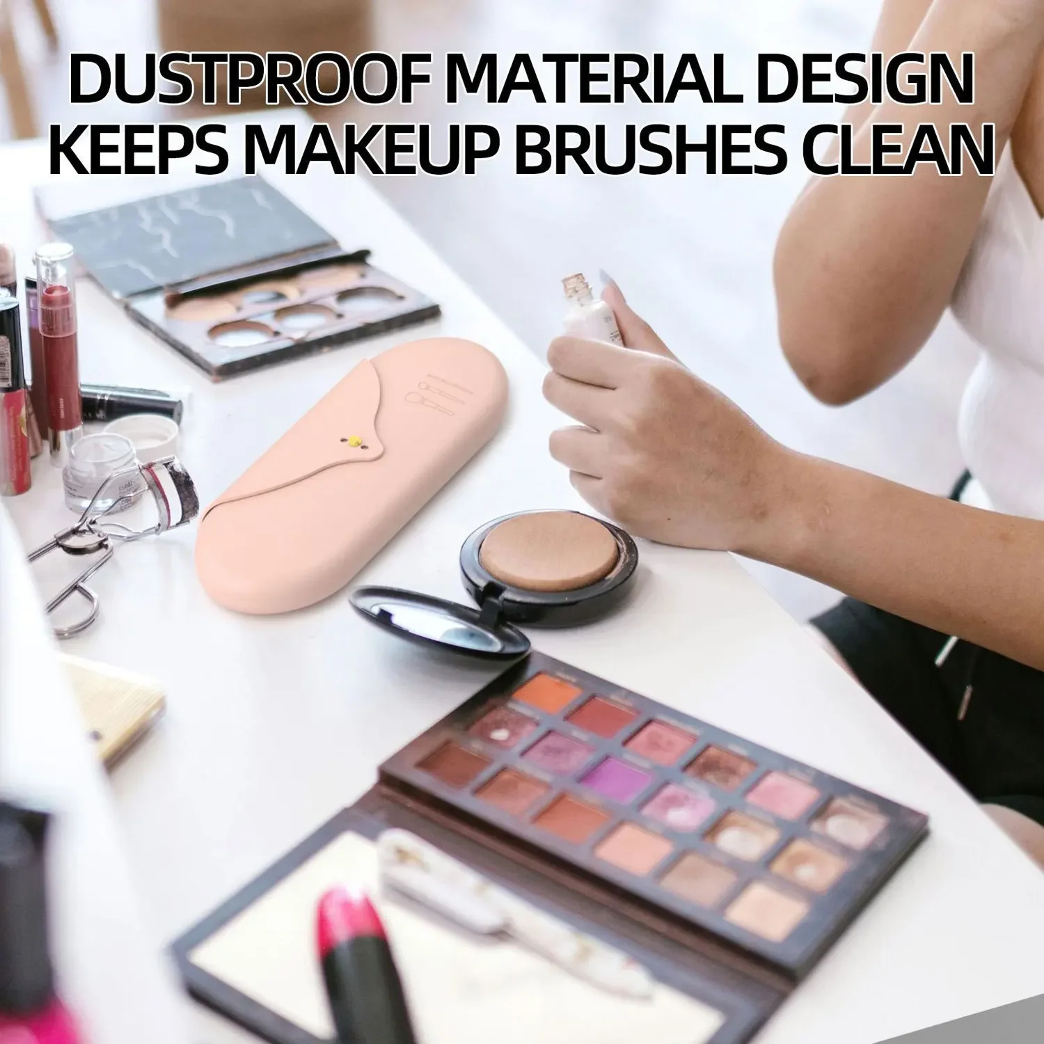 2025 New Travel Makeup Brush Storage Bag, Silicone Makeup Brush Holder, Dustproof Multi-functional Storage Box