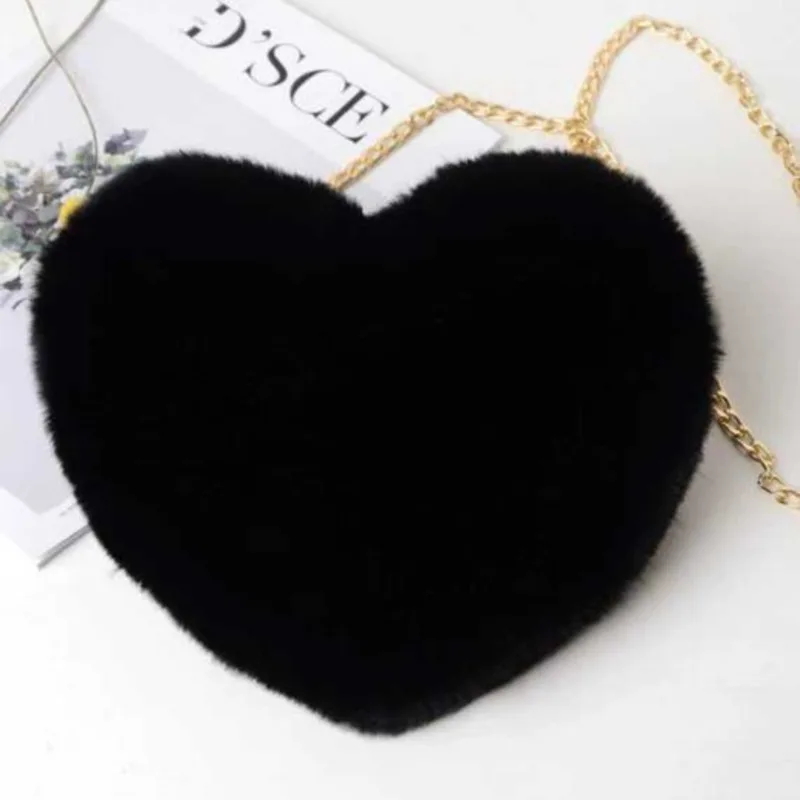 Shoulder Small Chain Plush Bag Peach Heart Shaped Love Casual Handbag For Woman High-Quality Versatile Messenger Luxurycrossbody