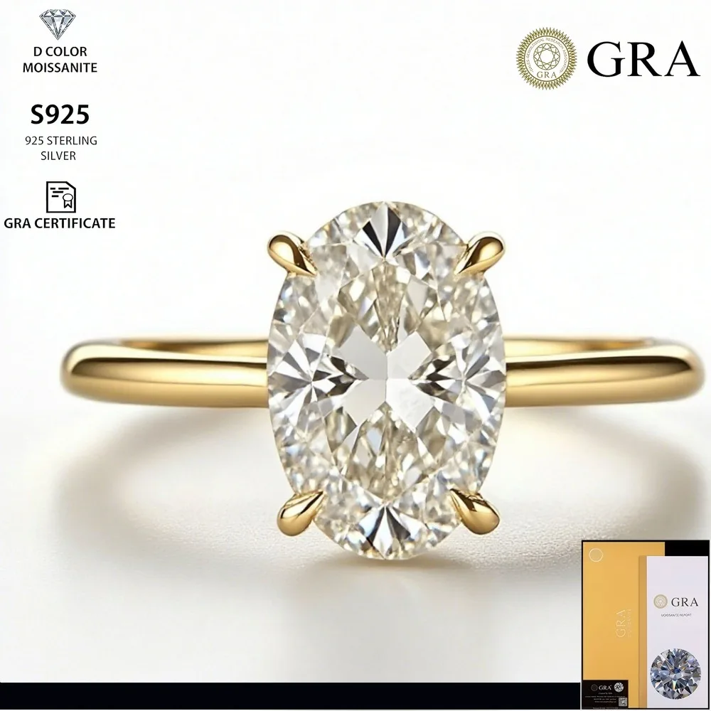 2026 New Personalized Fashion Oval Diamond Ring, Classic Four-claw Wedding Ring, Female 2026 New Personalized Fashion Oval Diamond Ring, Classic Four-claw Wedding Ring, Female